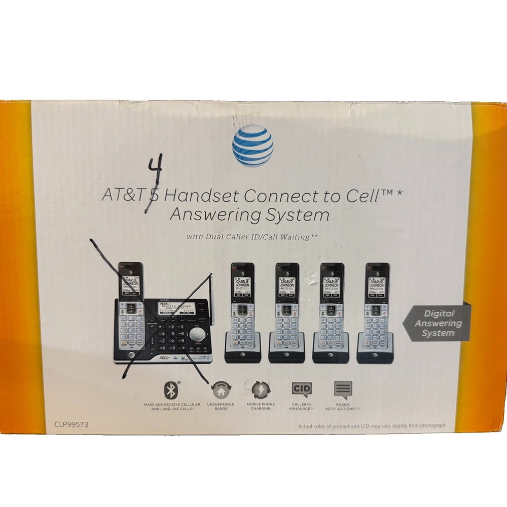 AT&T 4 Handset Connect To Cell Answering System  Open Box- No Base
